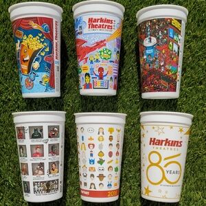 Collectible Movie Theatre Plastic Cups Harkins Theatres Lot of 12 Used Good